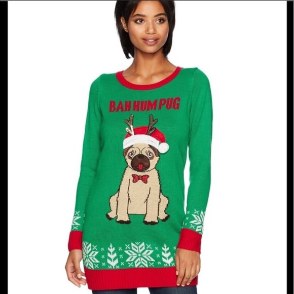 United States Sweaters Bah Hum Pug - Picture 1 of 6